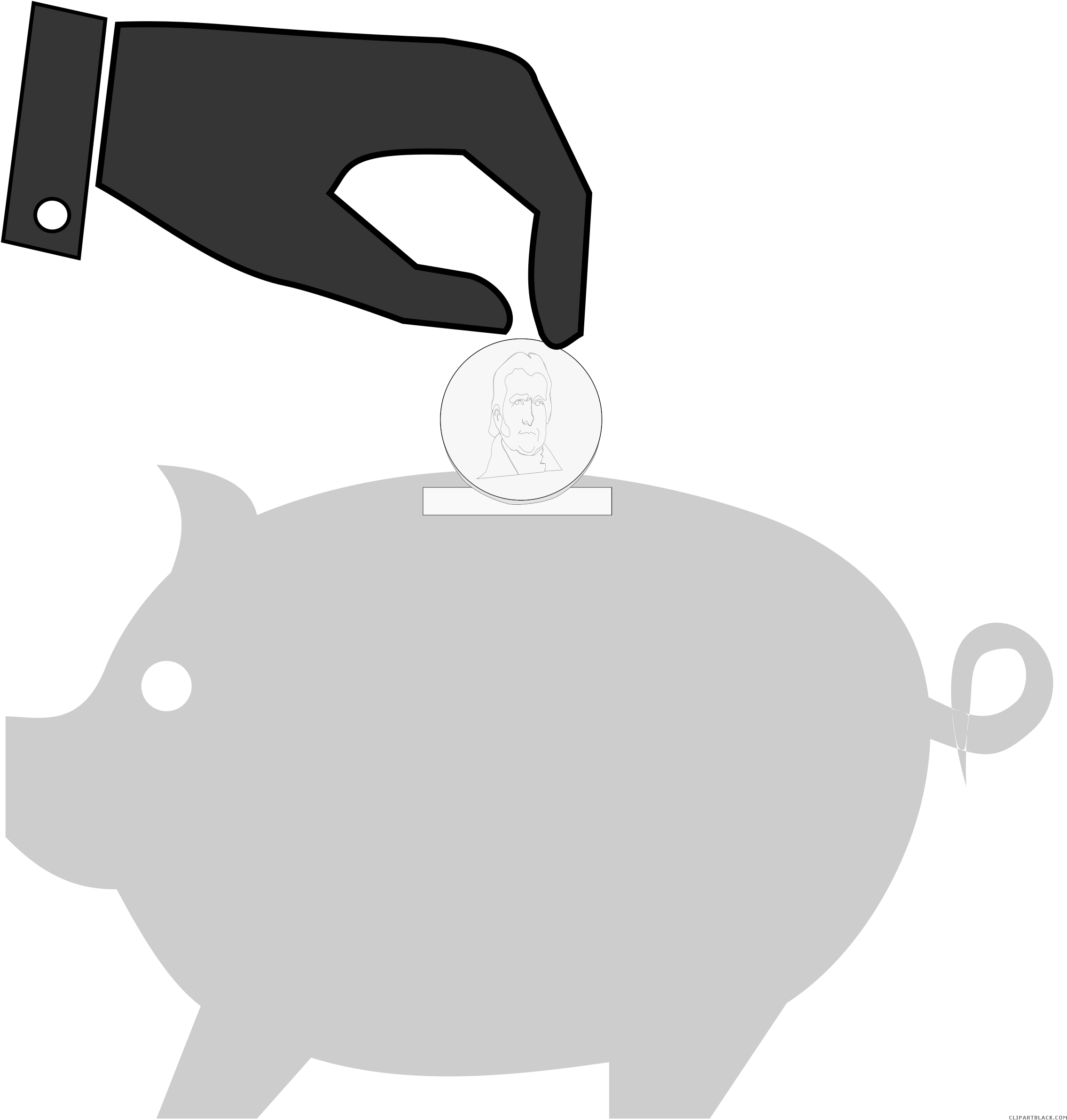 Piggy Bank Animal Free Black White Clipart Images Clipartblack - Celengan Clipart (2289x2400)