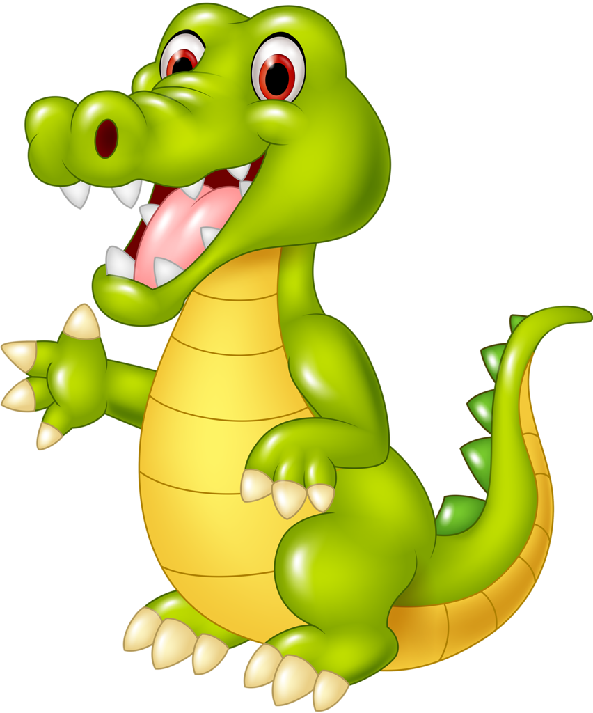 Cartoon Funny Crocodile Waving Hand Isolated On White - Клипарт Крокодил (852x1024)