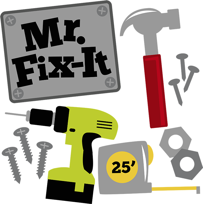 Fix-it Svg Hammer Svg Drill Svg Measuring Tape Svg - Mr Fix It Clipart (648x649)