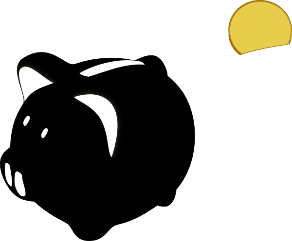 Piggy Bank Clip Art - Piggy Bank Silhouette Vector (600x496)
