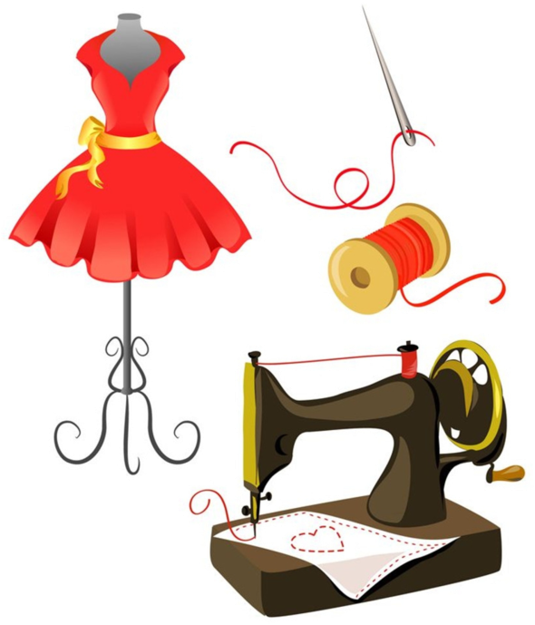 Buy Mannequin Dress Sewing Machine Isolated By Moremarinka - Maquina De Costura Desenho (600x710)