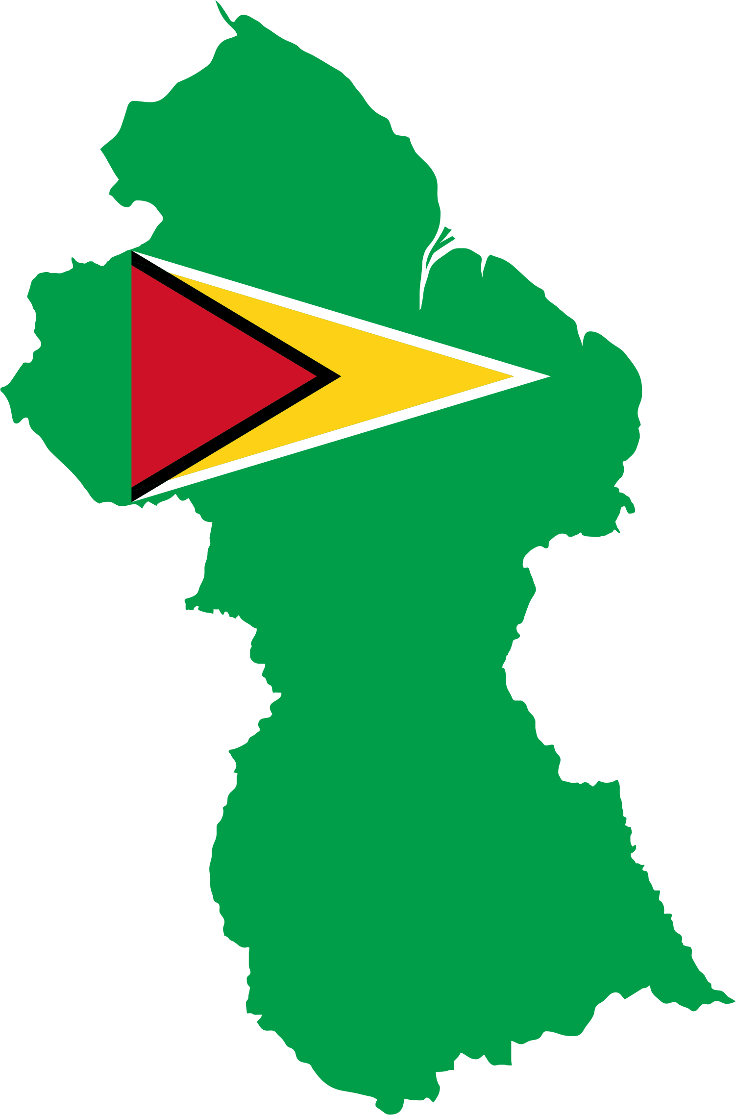 Guyana Map Flag Clipart - Guyana Map Clip Art (1502x2275)