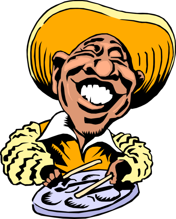 Vector Illustration Of Caribbean Steel Drum Player - Vector Illustration Of Caribbean Steel Drum Player (563x700)