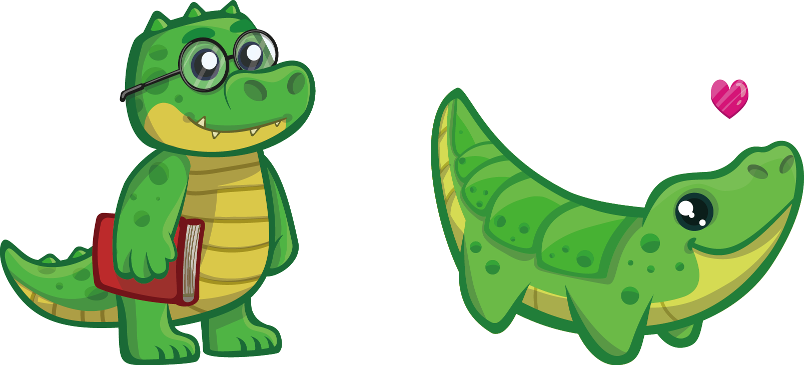 Nile Crocodile Alligator Cuteness Reptile Clip Art - Cartoon Dinosaur With Glasses (1607x730)