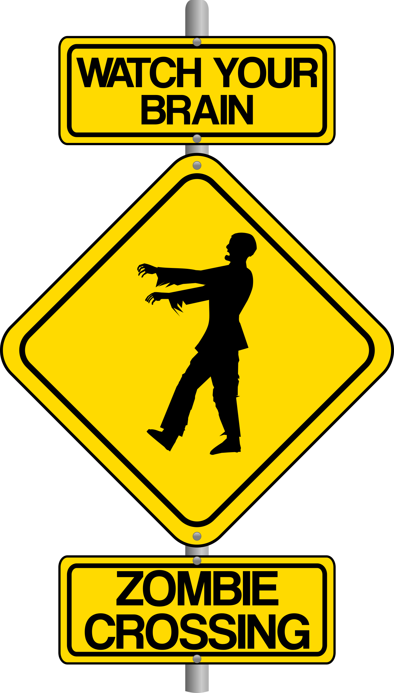 Zombie Crossing The Street Comic Traffic Sign - Halloween Zombie Clip Art (1364x2400)