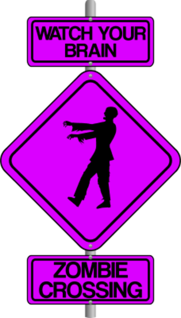 Zombie Crossing The Street Comic Traffic Sign - Zombies Traffic Sign (600x1053)