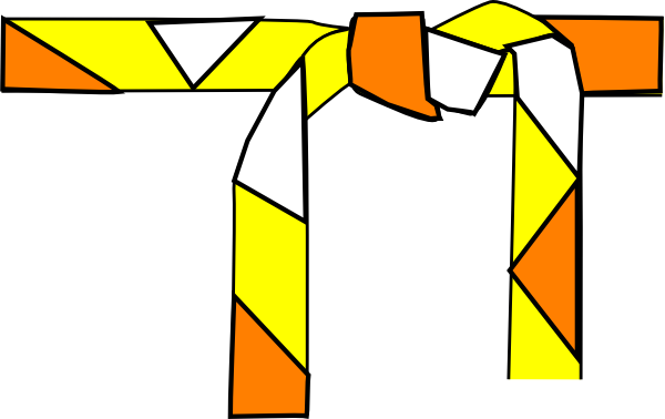 Judo Belt Orange, White, Yellow Clip Art At Clker - Clip Art (600x378)