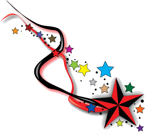 Shooting Star Clipart Heart - Star Tattoos On Side (600x541)