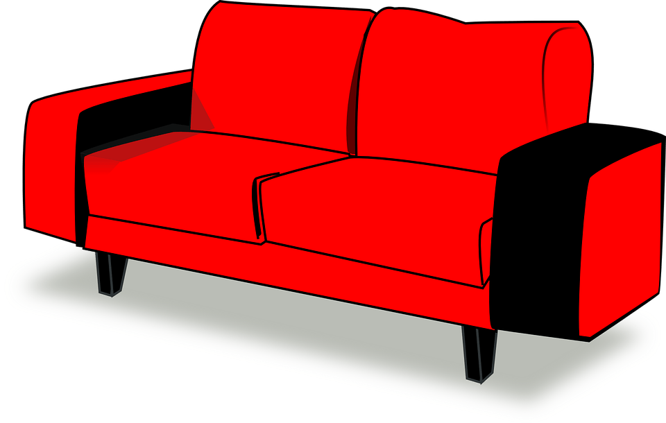 Couch - Clipart - Red Sofa Clipart (960x610)