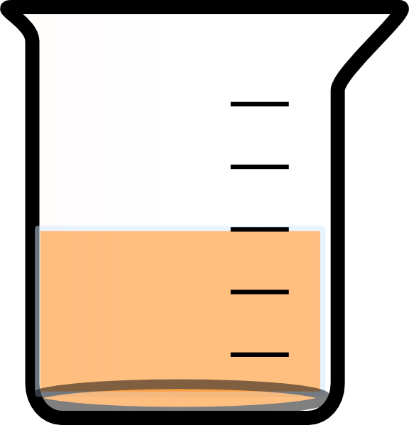 Beaker With Painted Bottom And Liquid Clip Art - Beaker With Orange Liquid (576x599)