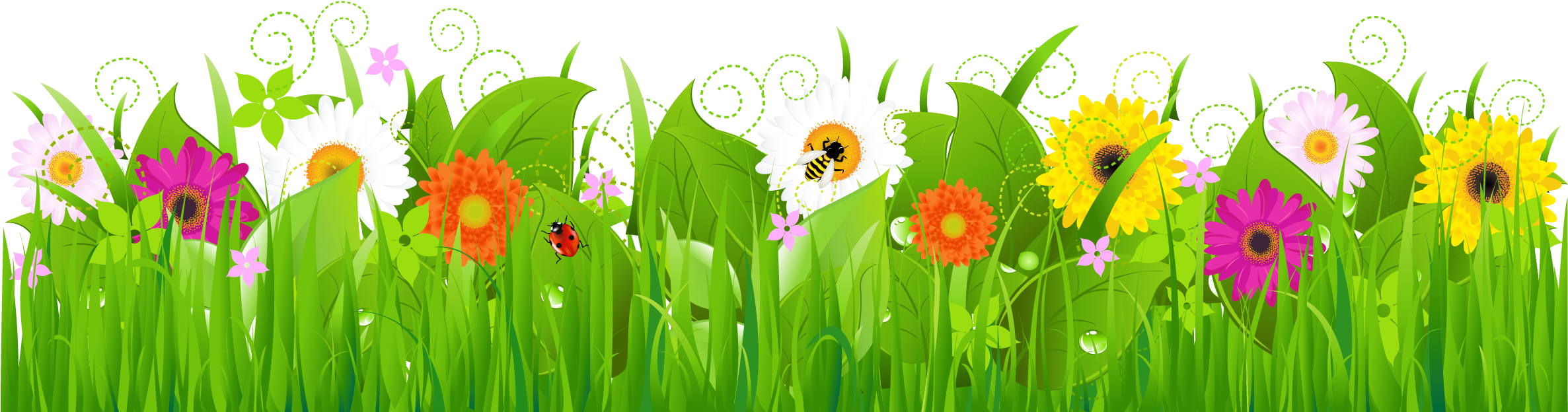 Flowers Free Clip Art Grass Clipart Clipartbold - Good Morning Happy New Year (2378x669)