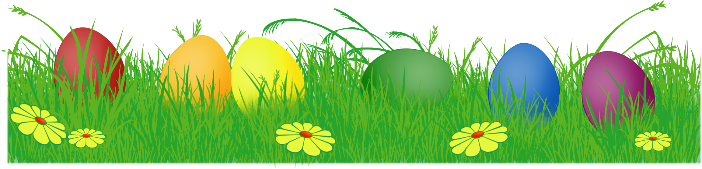 Easter Eggs In Grass Clipart - Easter Eggs Clip Art (2318x649)