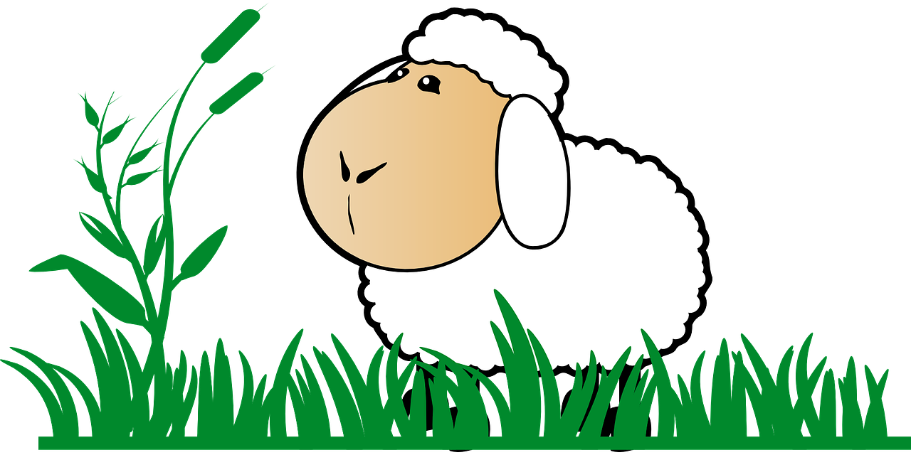 Sheep Eating Grass Clipart - Flock Of Sheep Clipart (1280x640)