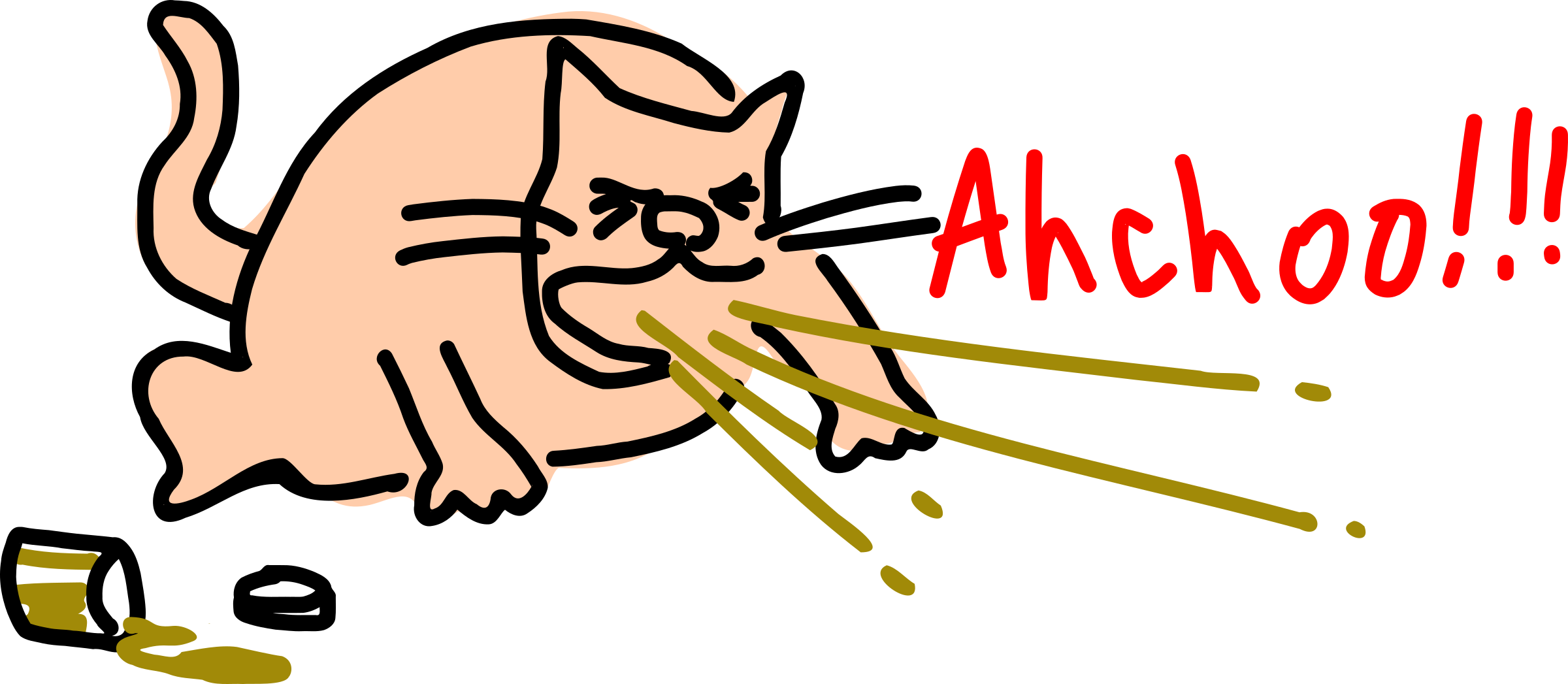 Big Image - Cat Sneezing Clipart (2400x1047)