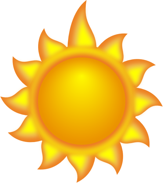 A Sun Cartoon With A Long Ray Clip Art - Things That Are Yellow Sun (534x599)