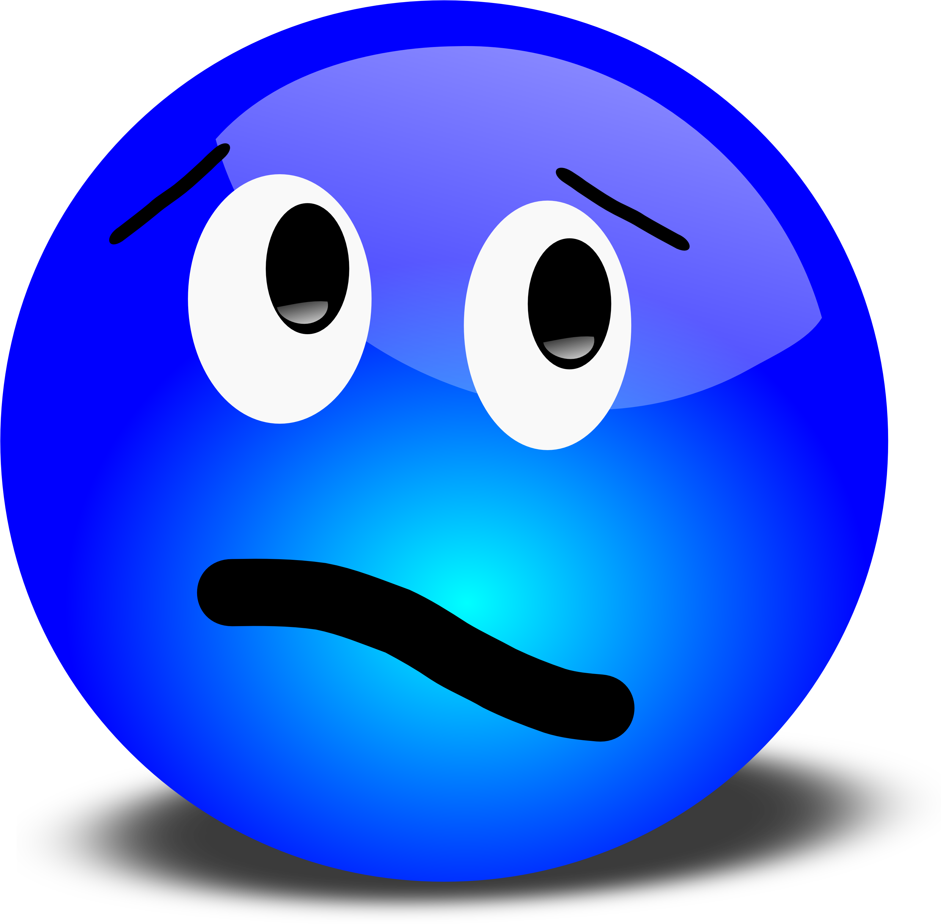 Unique Thinking Face Clip Art - Blue Smiley Face (3200x3134)