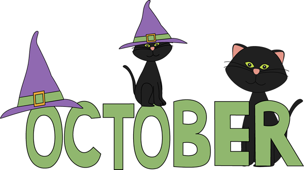 October Black Cats Clip Art - Month Of October (600x336)