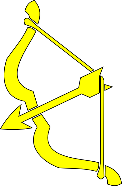 Yellow Bow N Arrow Clip Art At Clker - Bow N Arrow (390x596)