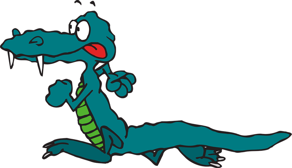 Alligator Clipart Scared - Running Animal Clip Art (960x553)