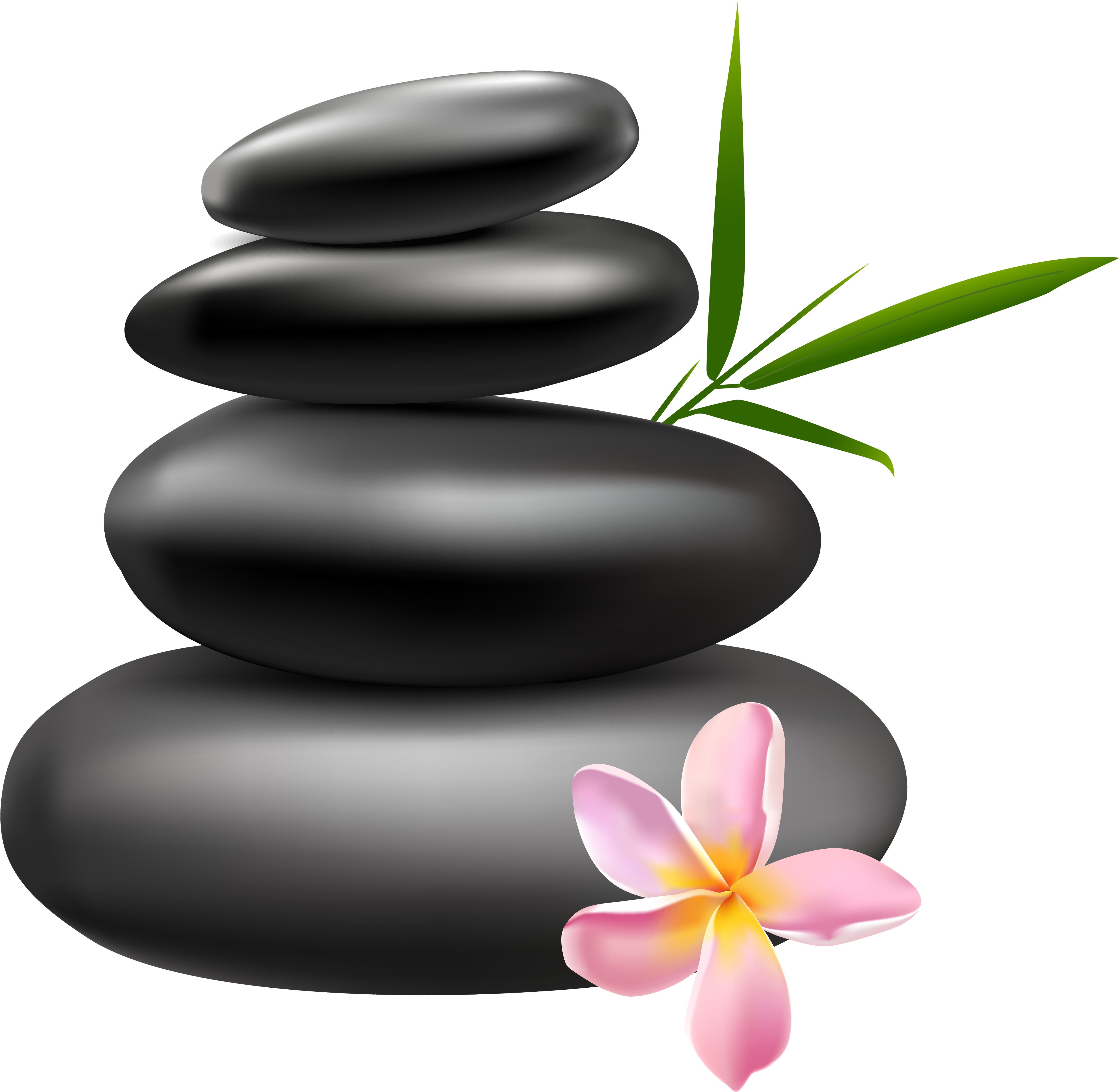 Spa Stones With Pink Flower Png Clipart Image - Spa Clipart Png (5273x4994)