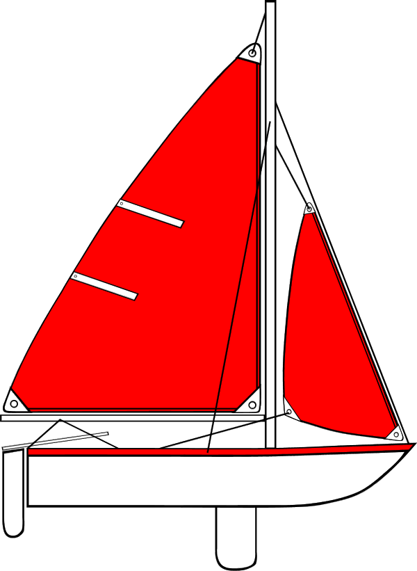 Sail Boat With Long Sail And Mast - Red Boat Clipart (600x821)