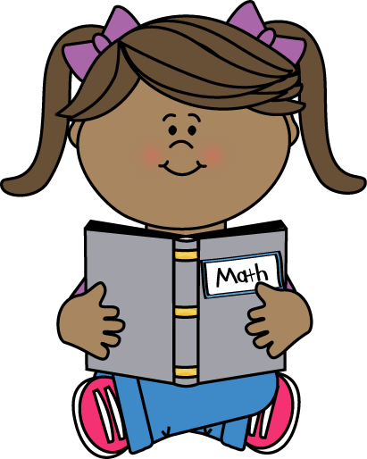 Girl Reading A Math Book Clip Art - Students Doing Math Clipart (411x514)