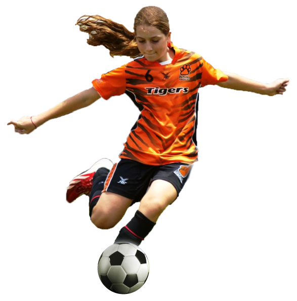 Club Media - Girl Playing Football Png (587x593)