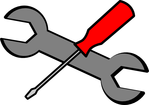 Red Screwdriver Over Wrench Clip Art At Clker - Wrench Icon (600x424)