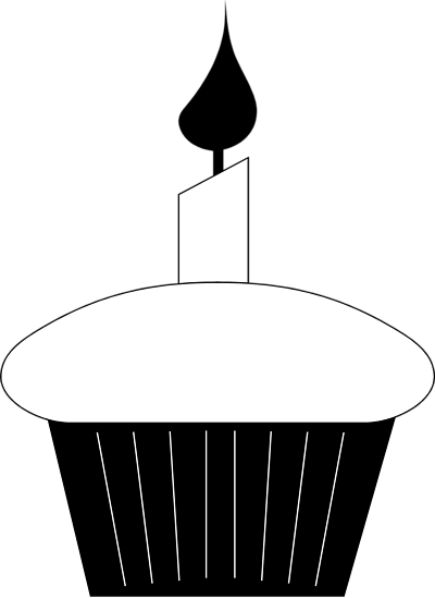 Birthday - Candle - Clip - Art - Black - And - White - Birthday Cupcake Clip Art (400x549)