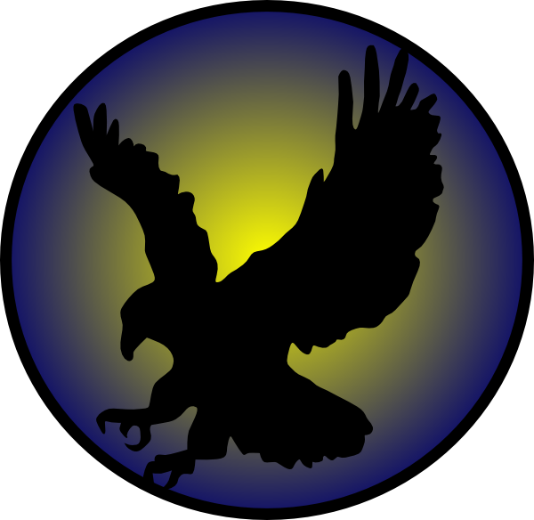 Eagle Silhouette On Blue Clip Art - Black Bird Cleaner (600x584)