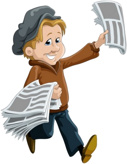Cosas - Newspaper Delivery Boy Clipart (429x554)