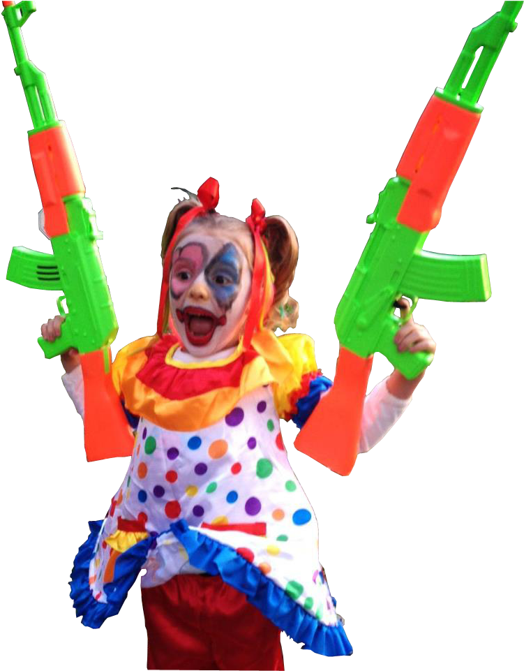 Personlittle Girl Dressed Like A Clown With Toy Guns - Clowns With Toy Guns (960x960)