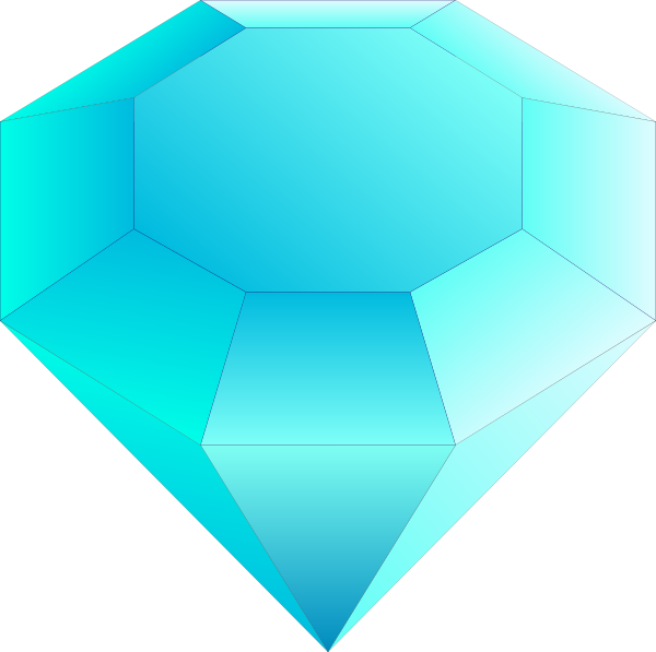 Blue Cut Gemstone Clip Art Free Vector - Gem Clip Art (600x597)