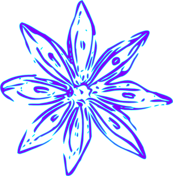 Purple Outline Flower Clip Art At Clker - Flower Clip Art (588x597)