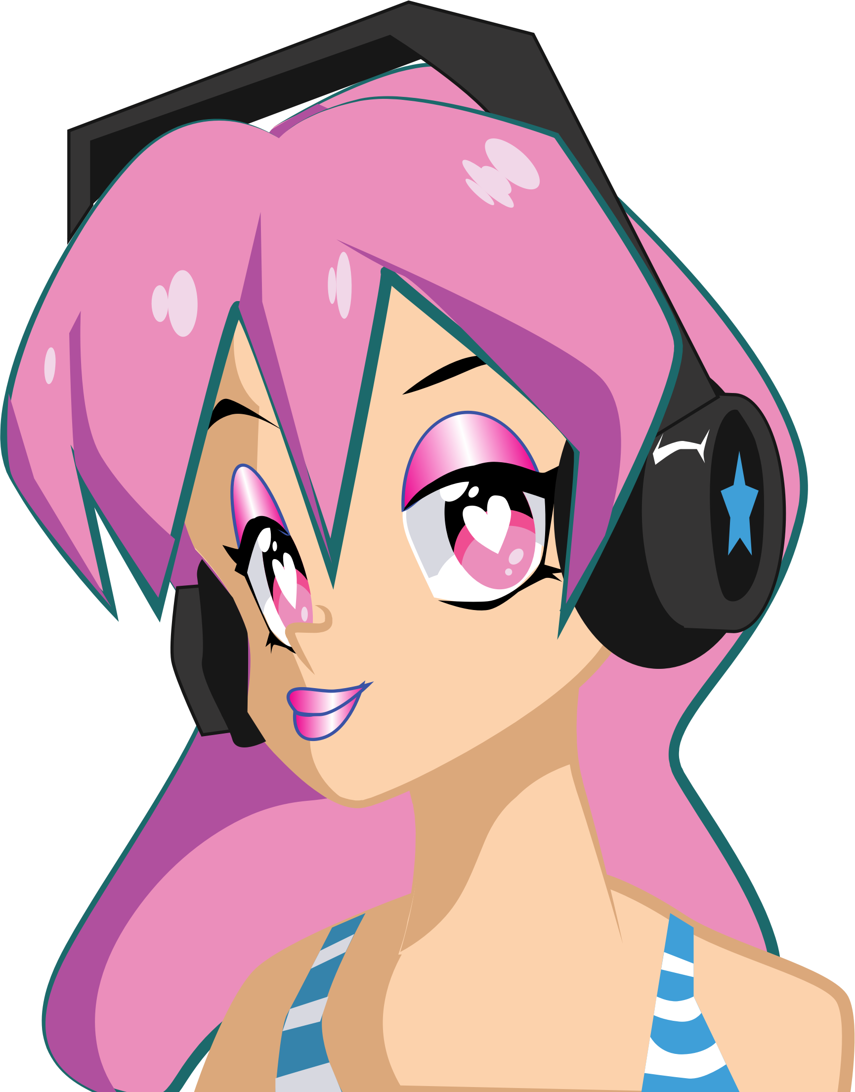 Free Stock Photo Of Girl With Headphones Pink Hair - Portable Network Graphics (1730x2209)