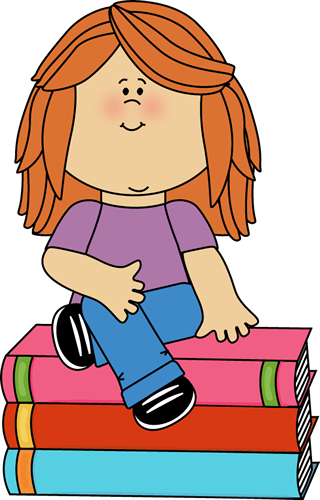 Little Girl Sitting On Books - Little Girl Sitting Clipart (320x500)