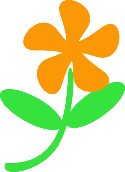 Orange Flower Stem Clip Art - Flower With Stem Clipart (432x594)