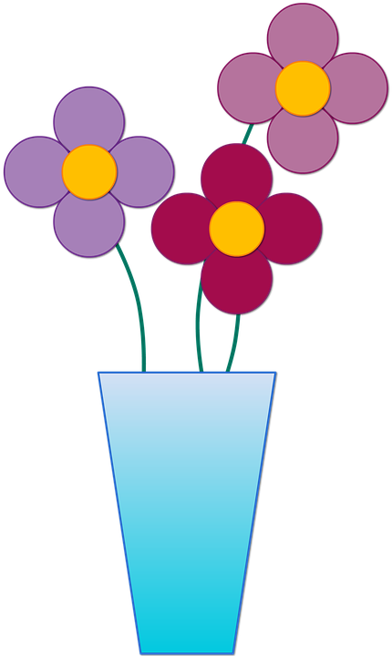 Vase, Flowers, Arrangement, Flower, Flower Arrangement - Gambar Ilustrasi Vas Bunga (445x720)