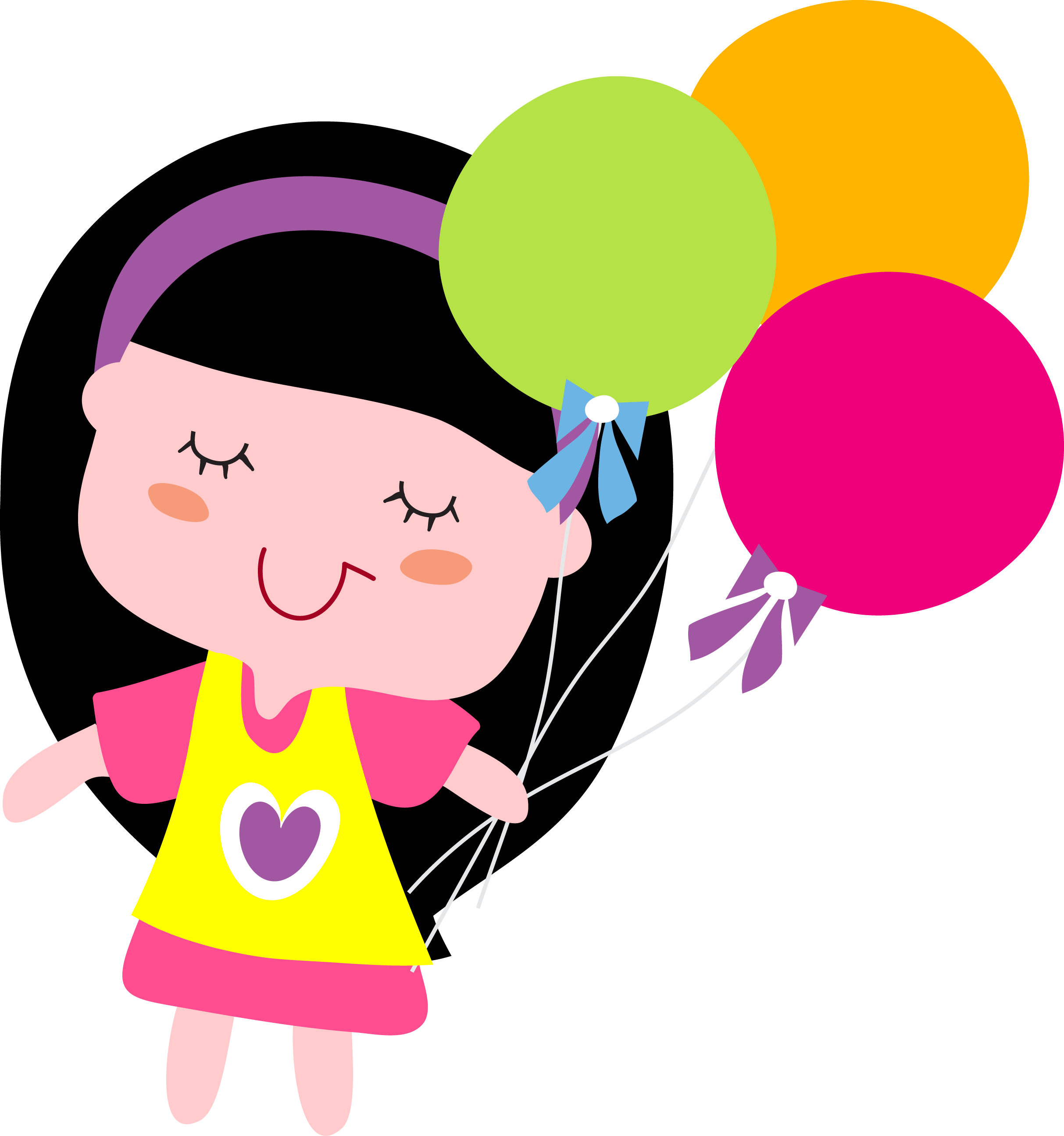 Cartoon Girl Child - Cartoon Lady Holding Balloons (2426x2589)