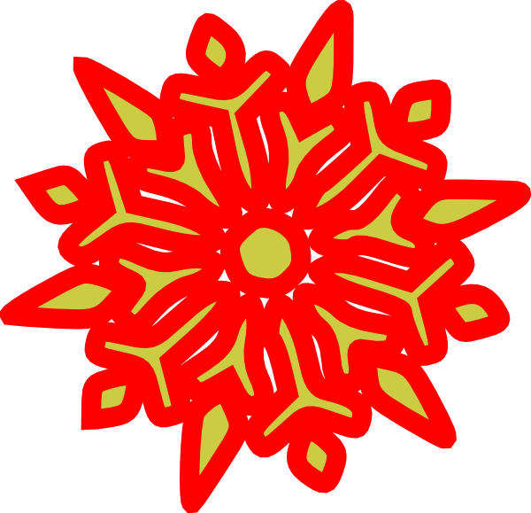 Snowflake - Green & Red Snowflakes Png (600x579)