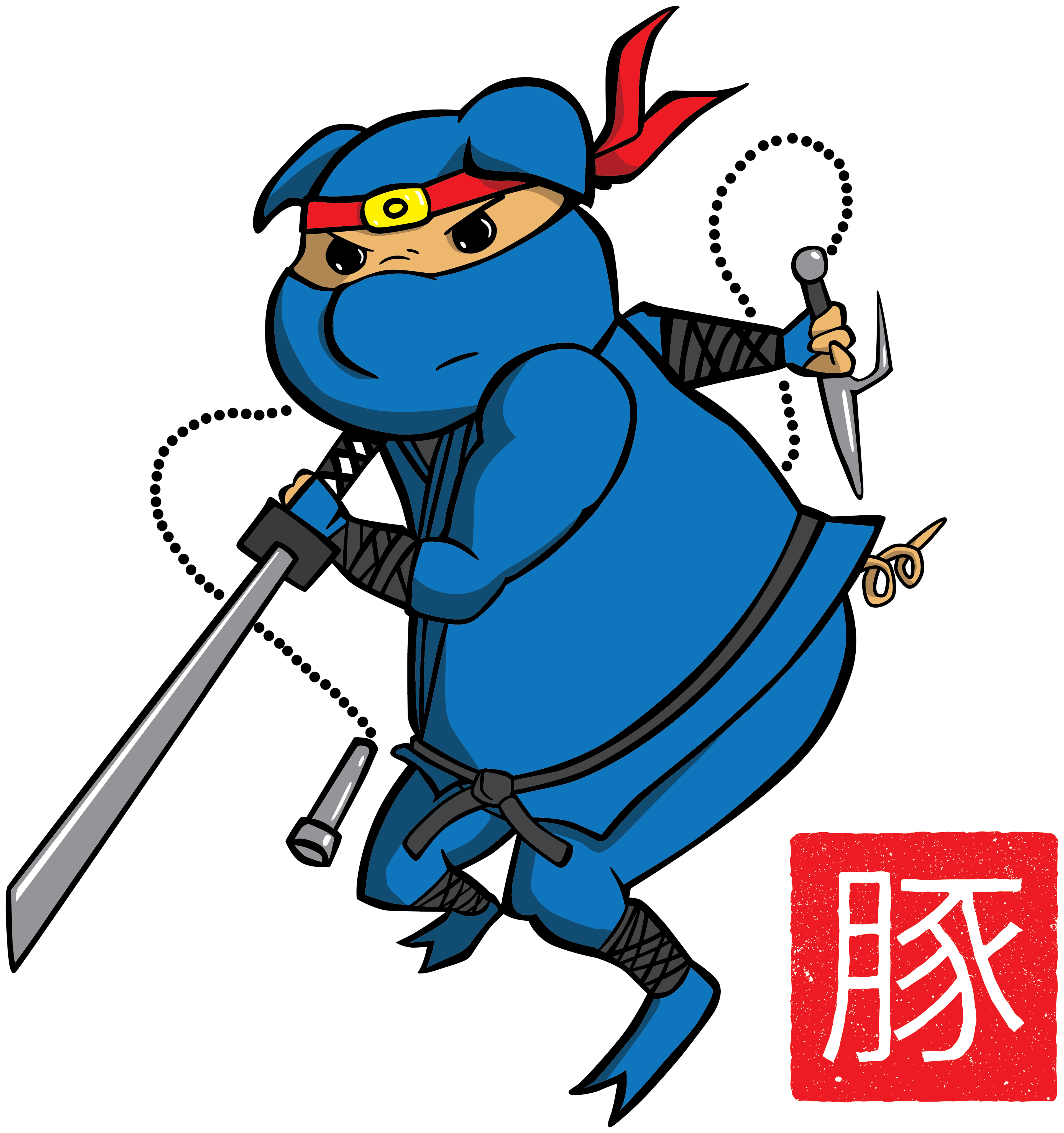 Vector Cartoon Illustration Of A Ninja, Who Is In Fact, - Pig (3840x4089)