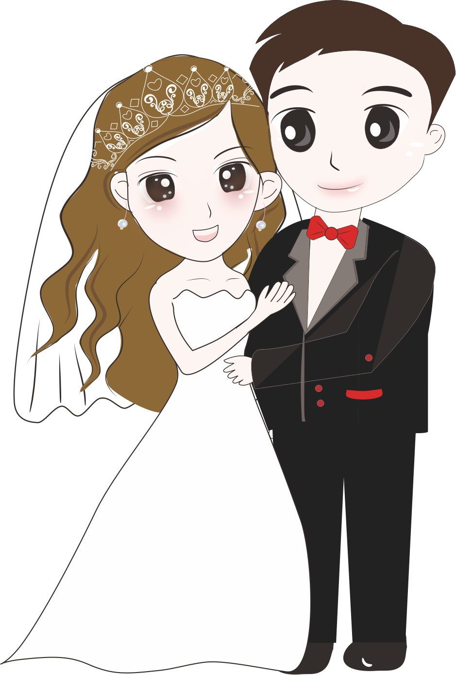 Bridegroom Wedding Cartoon - Bride And Groom Cartoon - (939x1390) Png  Clipart Download