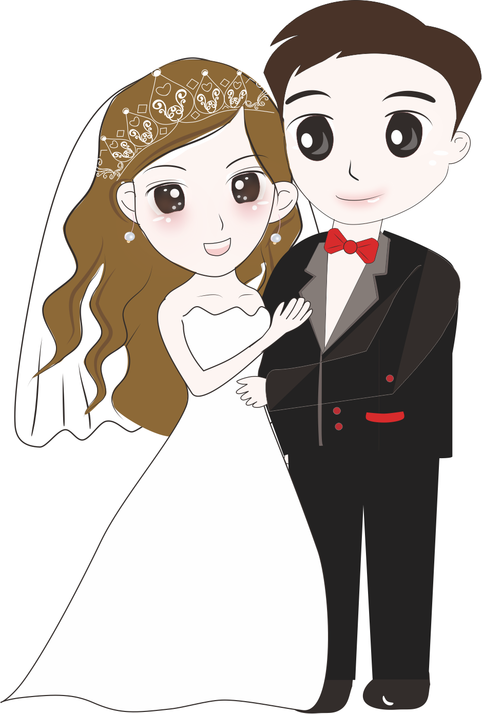 Bridegroom Wedding Cartoon - Bride And Groom Cartoon (939x1390)