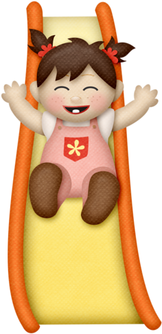 Brown Haired Girl ~ Slide - Girl On Slide Clip Art (253x500)
