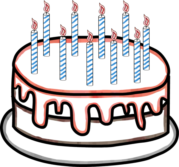 Cake Clipart 10 Candle - Birthday Cake With 10 Candles Clipart (600x562)