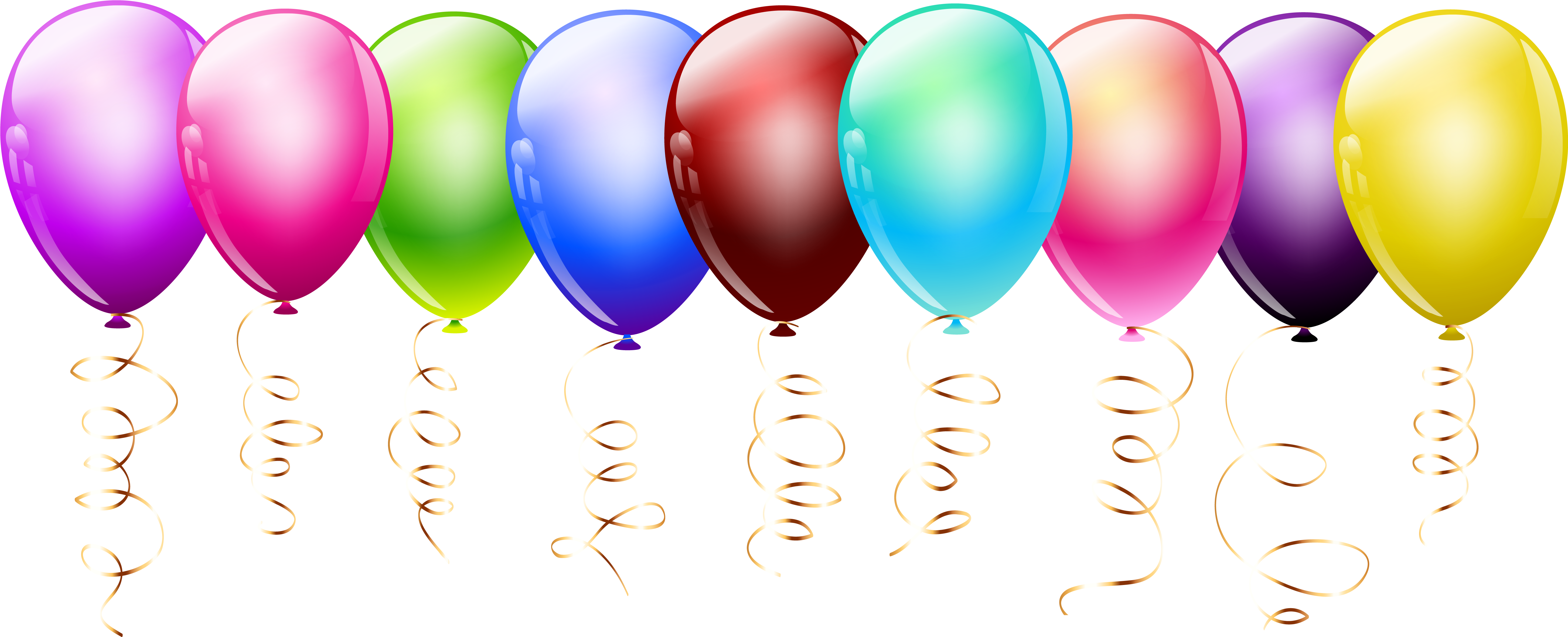 Balloon Birthday Cake Clip Art - Transparent Balloon Clip Art (6001x2440)