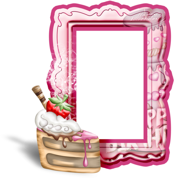 Pink Birthday Transparent Frame With Cake - Happy Birthday Drashti Dhami (586x600)