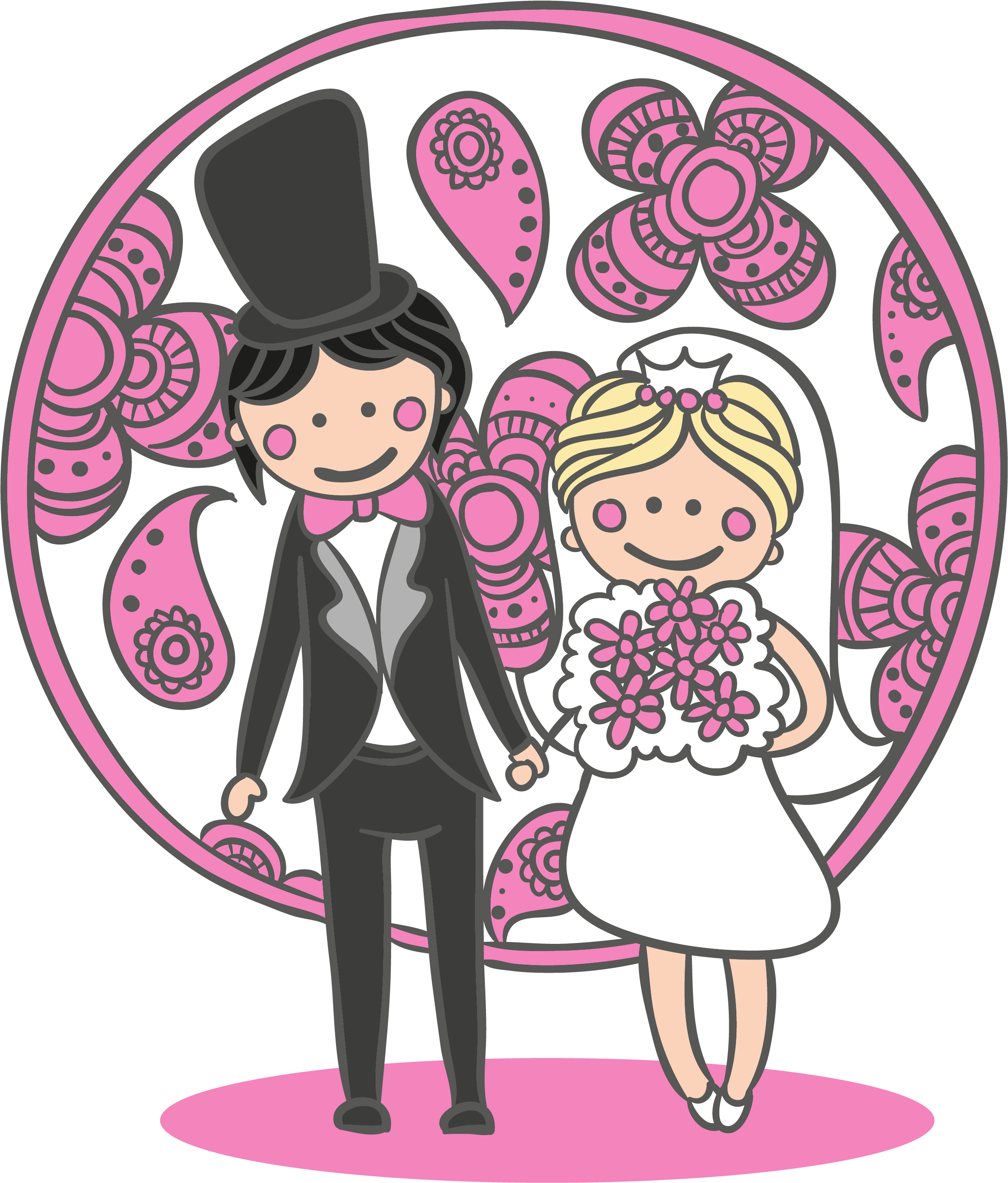 Cartoon Bride And Groom Vector Illustration - Cartoon Bride And Groom Vector Illustration (3333x3333)