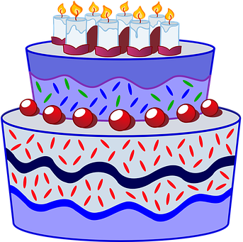 Cake Birthday Candles Layers Cherries Orna - Blessing Happy Birthday Message (355x340)