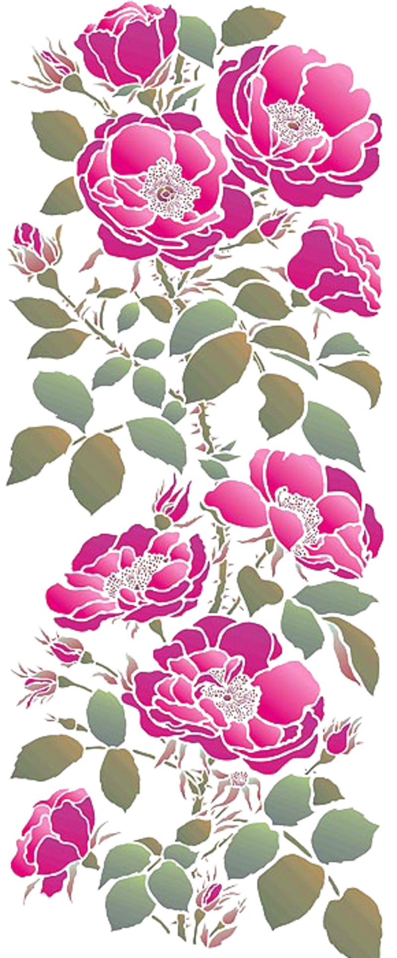 Stencil Rose Painting - Stencil Rose Painting (800x1931)